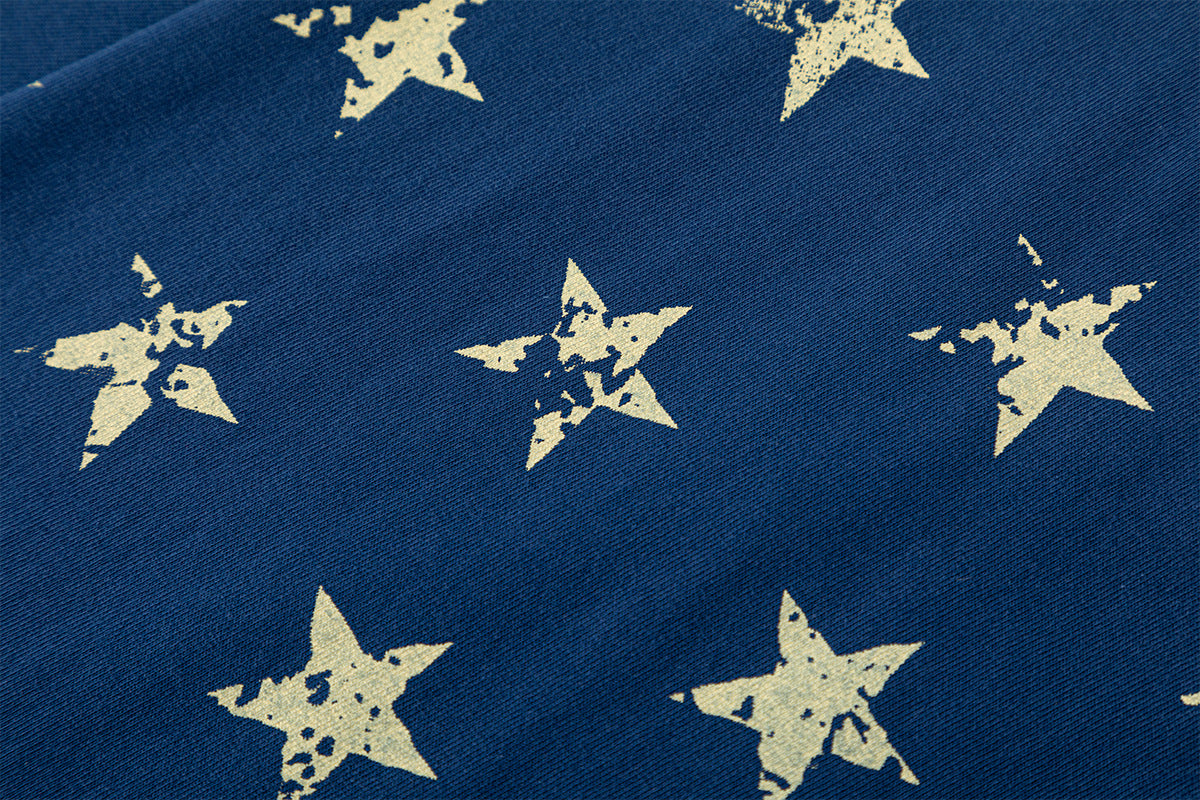 Long Sleeve Raglan Tee – Star-Print Sleeves & Vintage Heraldic Graphic