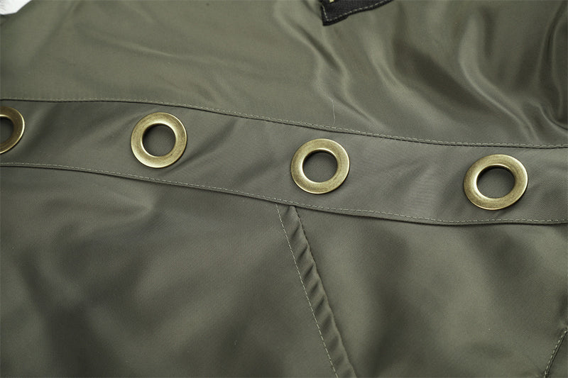 Faux Fur Hood Bomber Jacket – Metal Eyelet Detail Men's Winter Padded Flight
