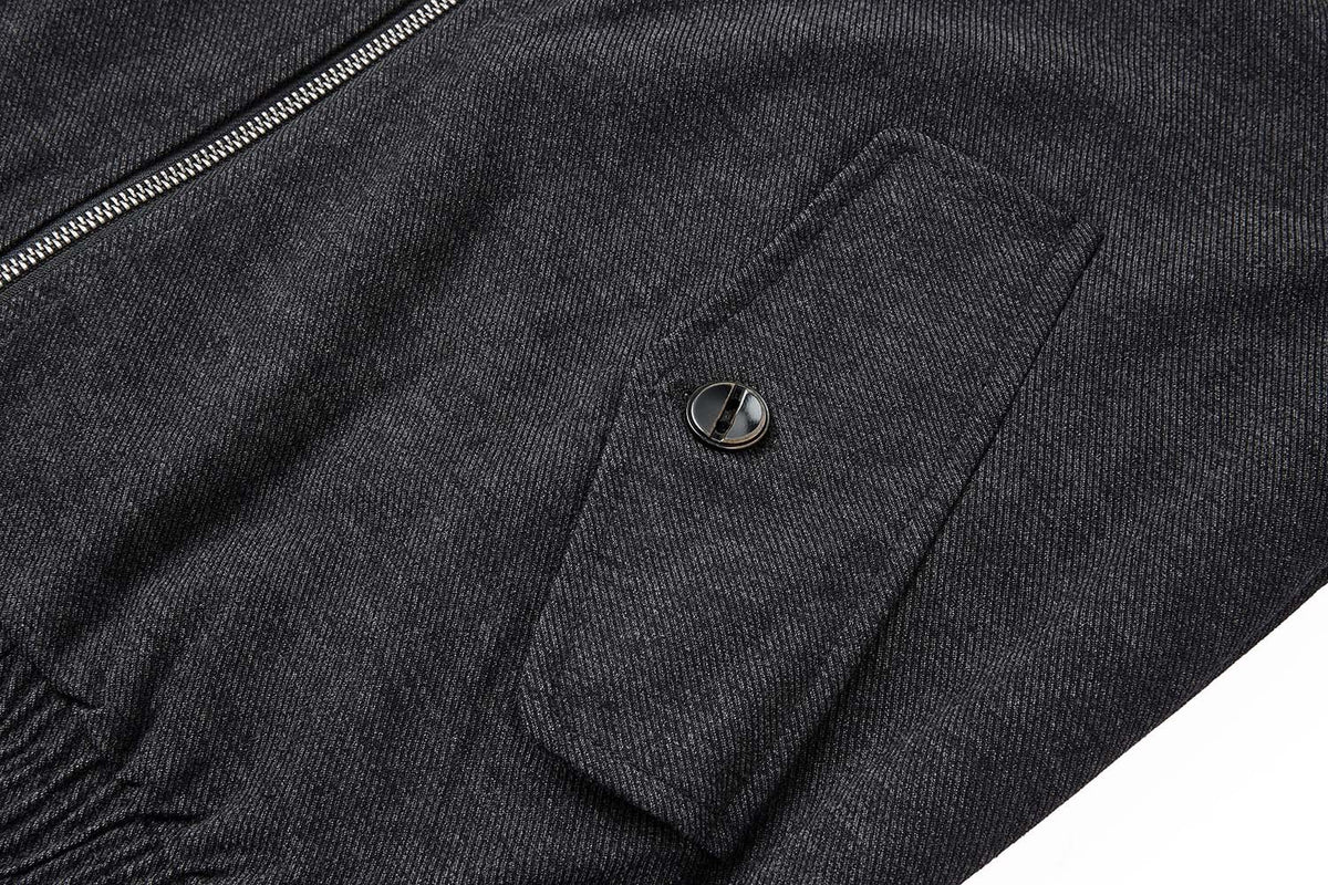 Men's Retro Harrington Jacket – Corduroy Collar, Full-Zip Bomber