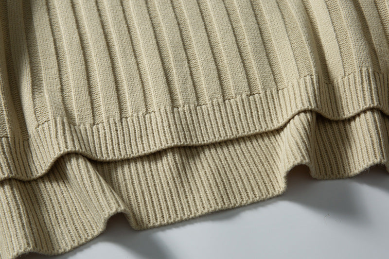Ribbed Knit Crewneck Sweater — Oversized Fit, Solid Color