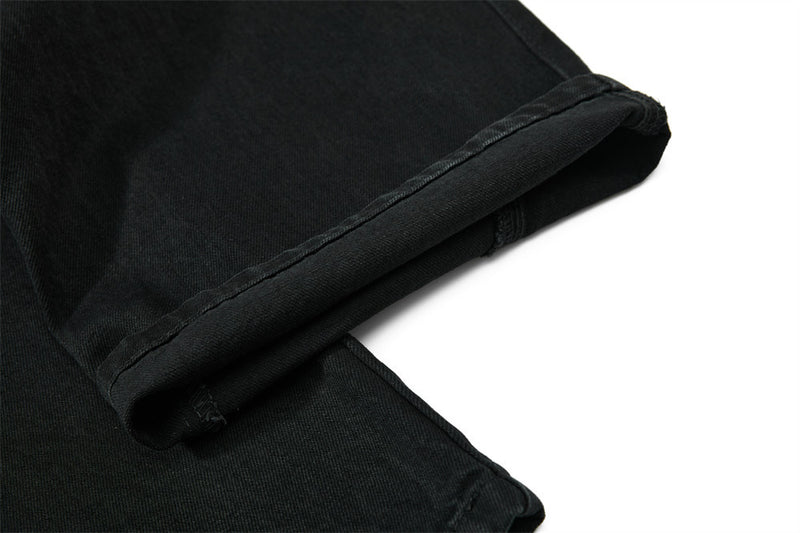 Wide-Leg-Carpenter-Jeans – Herrenjeans aus gewaschenem Denim mit asymmetrischer Knopfleiste und Utility-Details