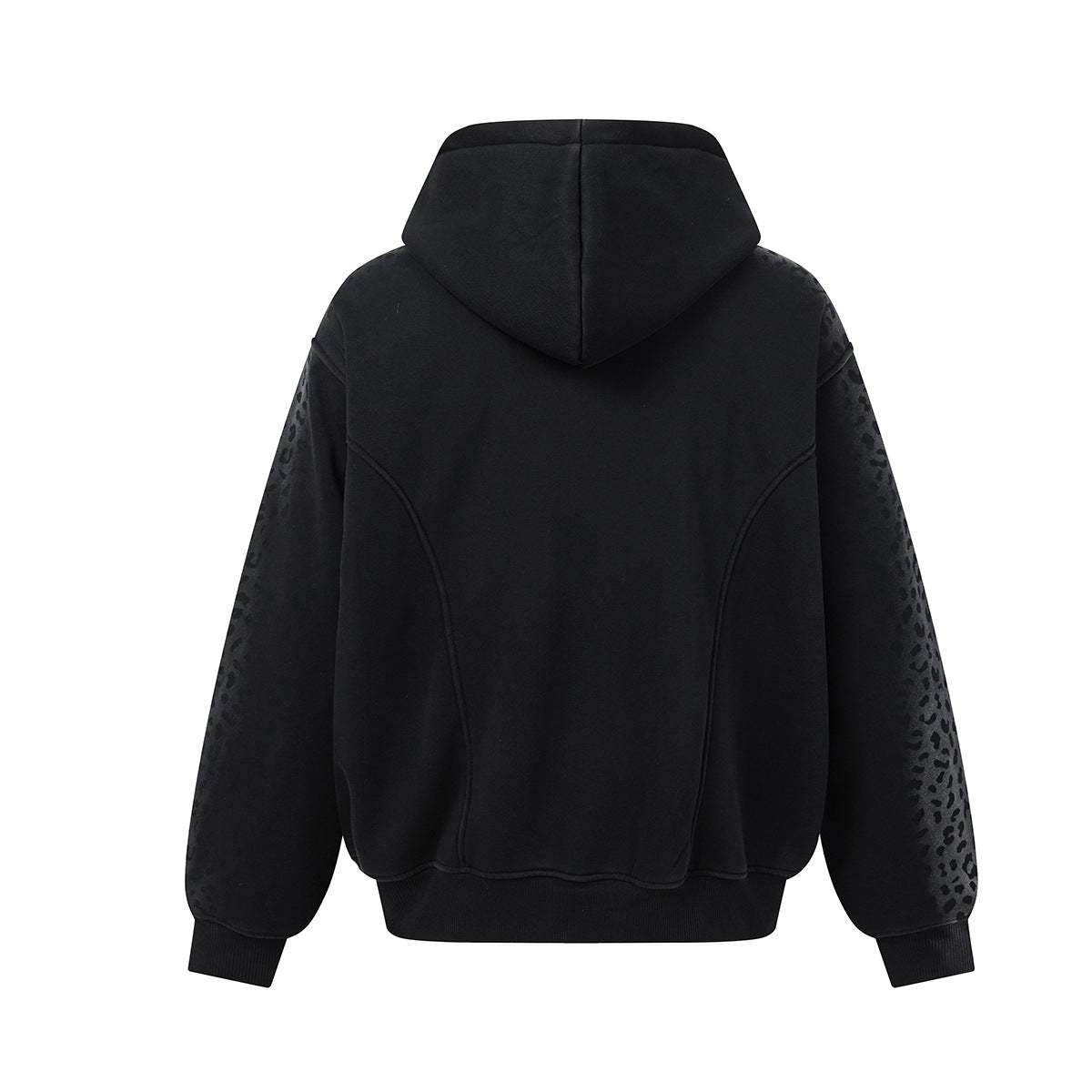 Oversized Leopard Print Zip-Up Hoodie – Fleece-Lined American Streetwear