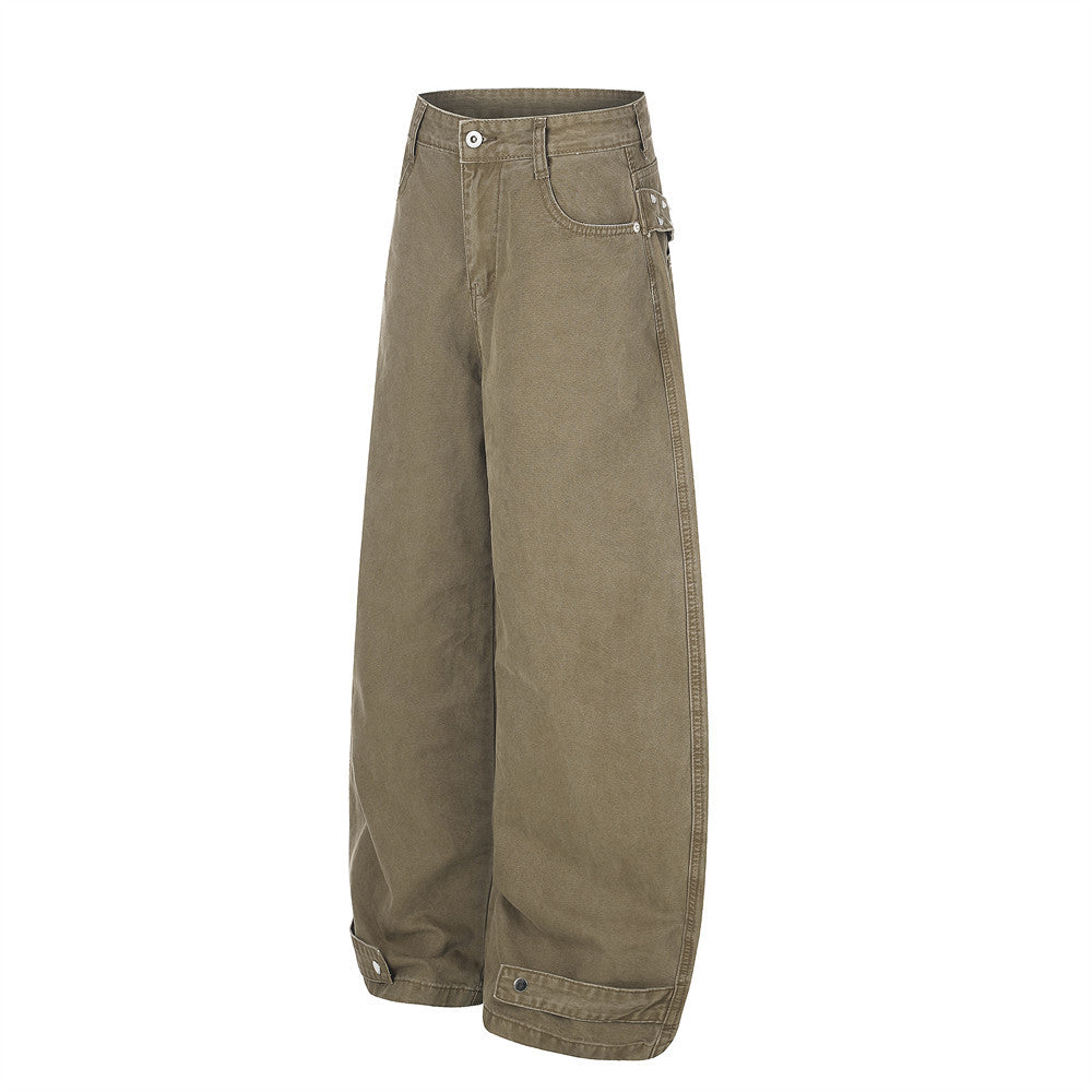 Wide-Leg Barrel Jeans – Men's Oversized Punk Vintage Washed Curved Silhouette