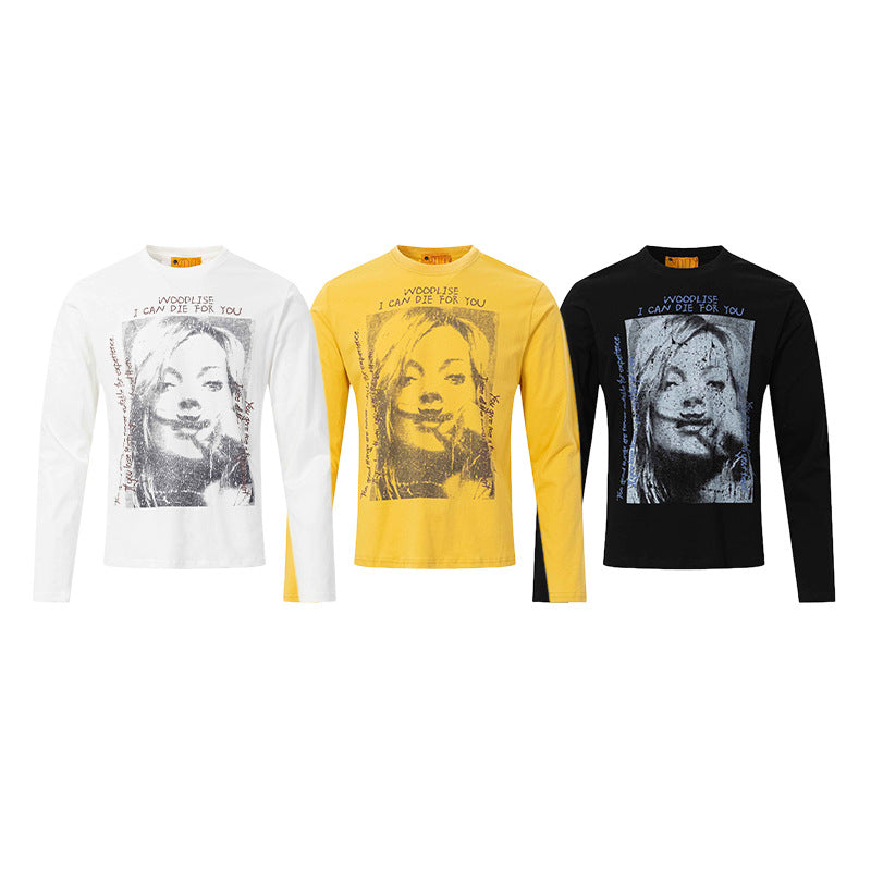 Langarmshirt mit Grafikprint, Street-Rock-Porträt und Rundhalsausschnitt