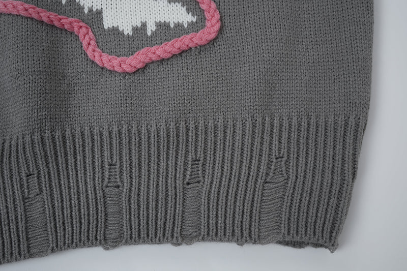 Pull en maille tête de mort & fémurs – Col rond streetwear punk
