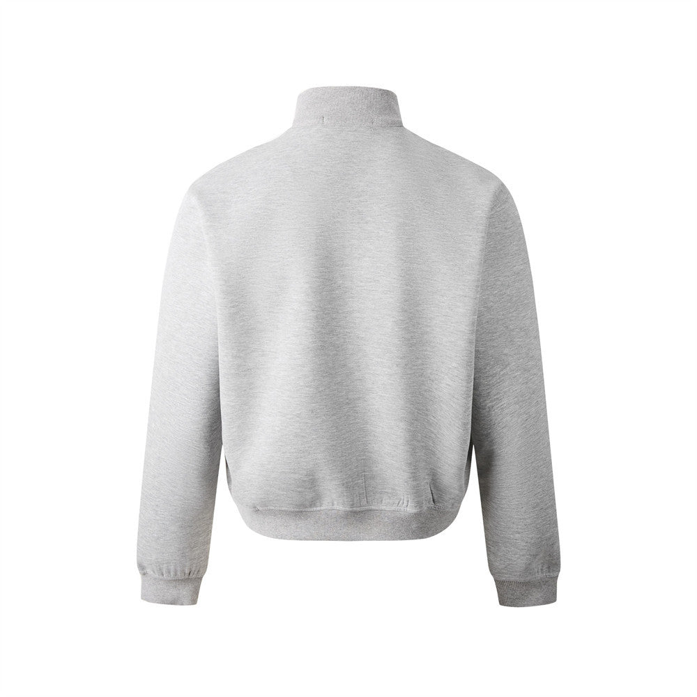 Mock Neck Full-Zip Sweatshirt Jacket – Relaxed Fit Fleece Zip-Up