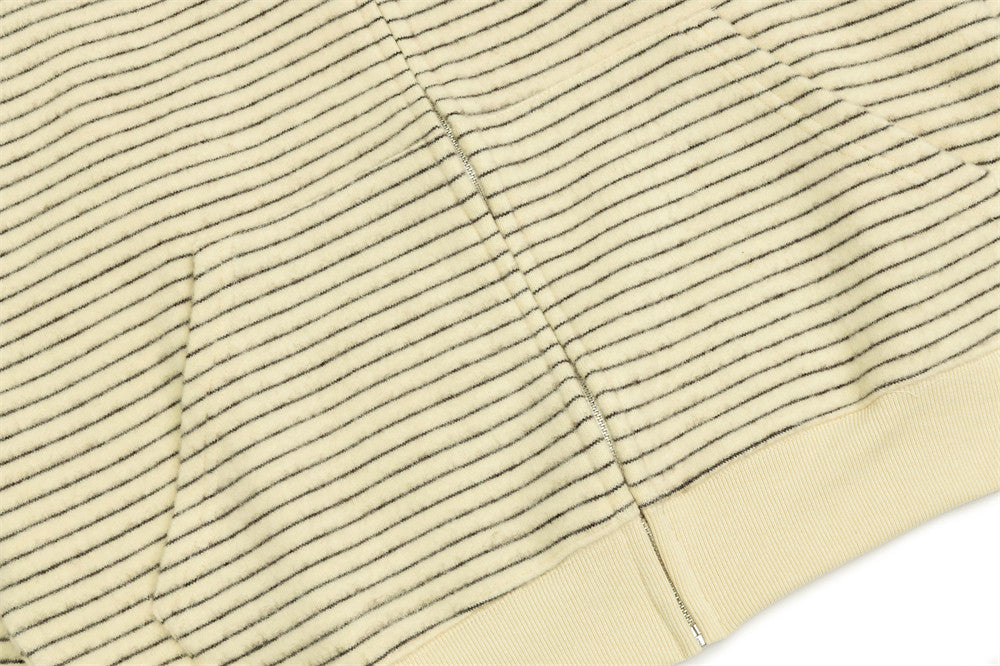 Striped Zip-Up Hoodie — Oversized American Vintage Fleece Cardigan