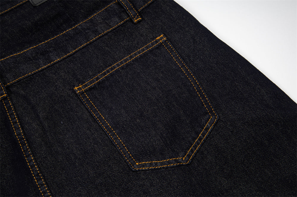 High-Waist Wide-Leg Jeans with Star Embroidery – Double Waistband Baggy Fit