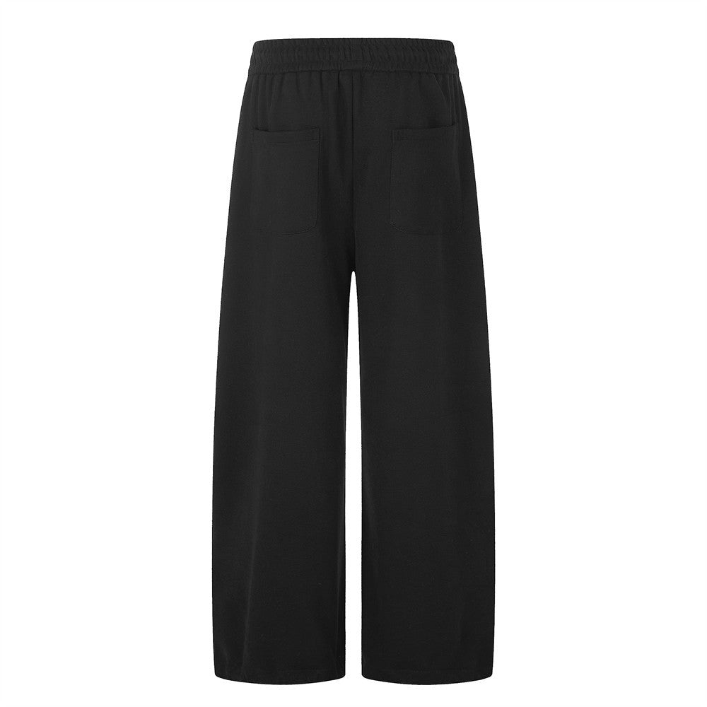 Men's Wide-Leg Sweatpants with Elastic Waist & Drawstring – Straight-Fit Casual