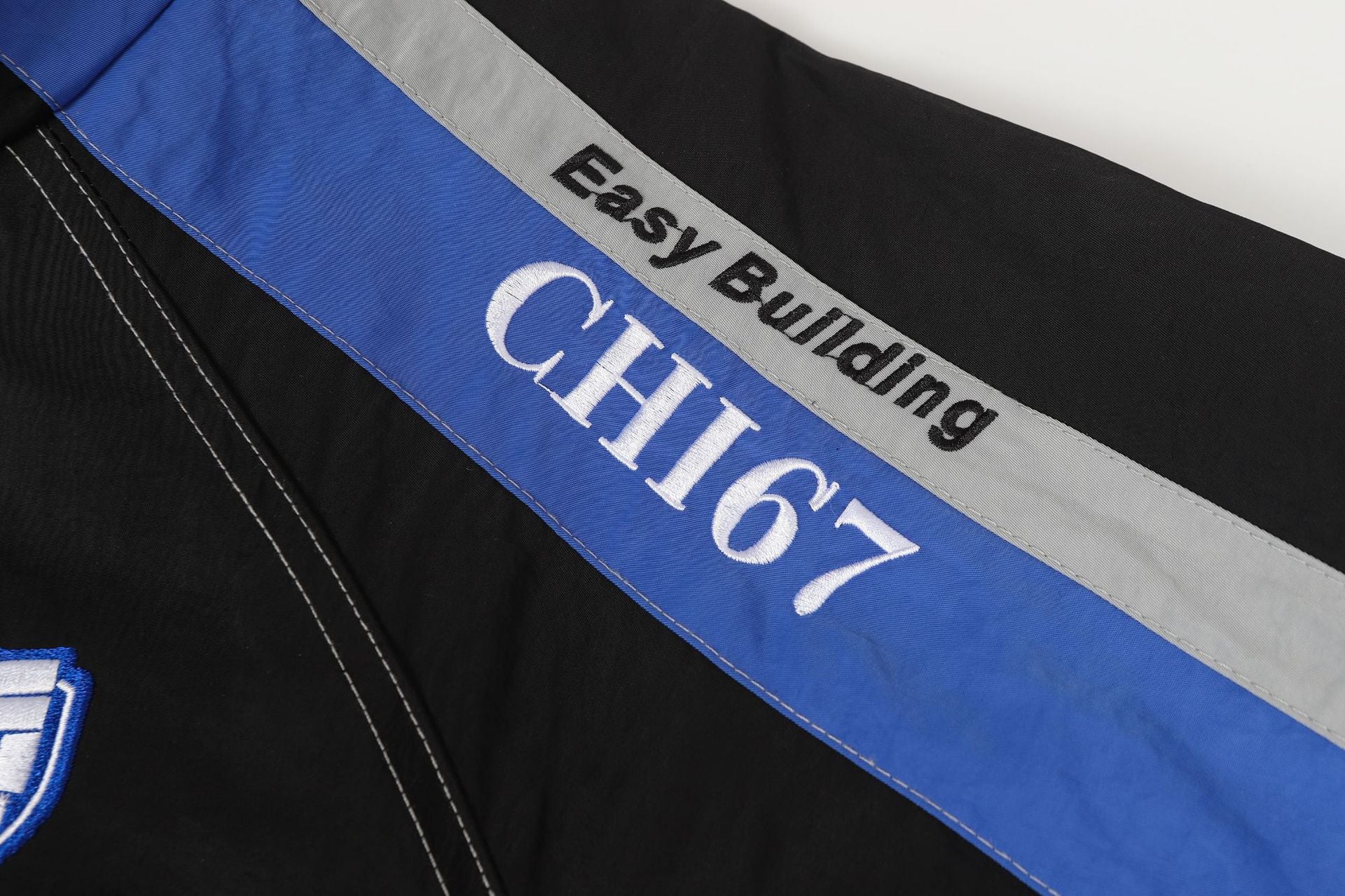 Blouson racing varsity brodé – Veste bomber colorblock CHI67 streetwear