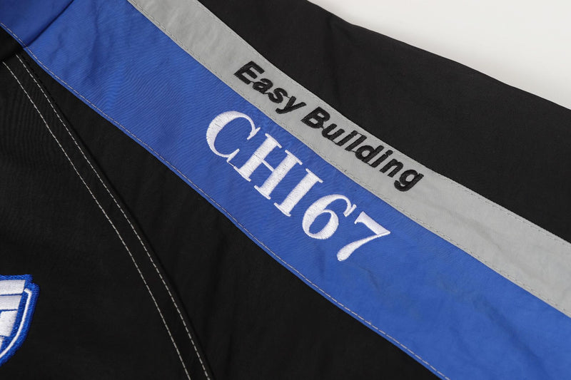 Blouson racing varsity brodé – Veste bomber colorblock CHI67 streetwear