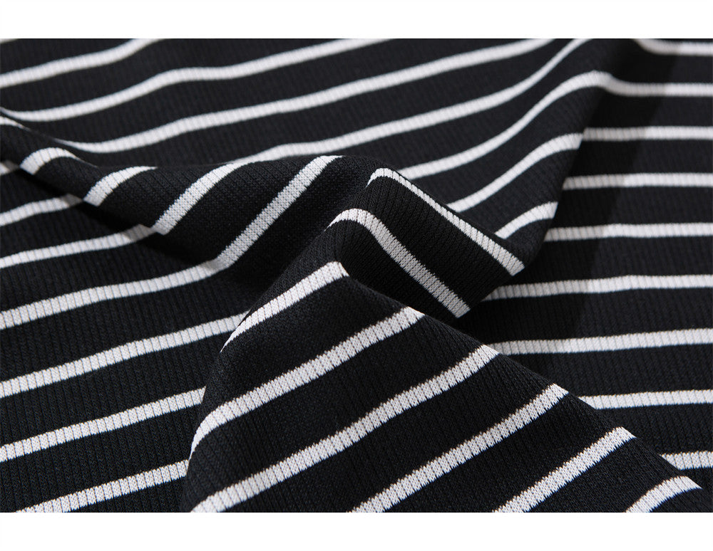 Striped V-Neck Long Sleeve Shirt – Men's Relaxed Fit Faux-Layered Top