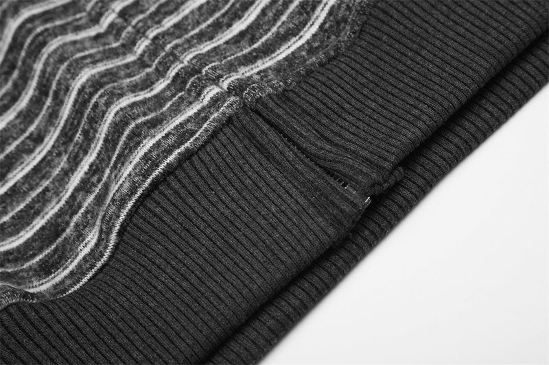 Striped Zip-Up Hoodie with Gold Star Embroidery – Relaxed Fit