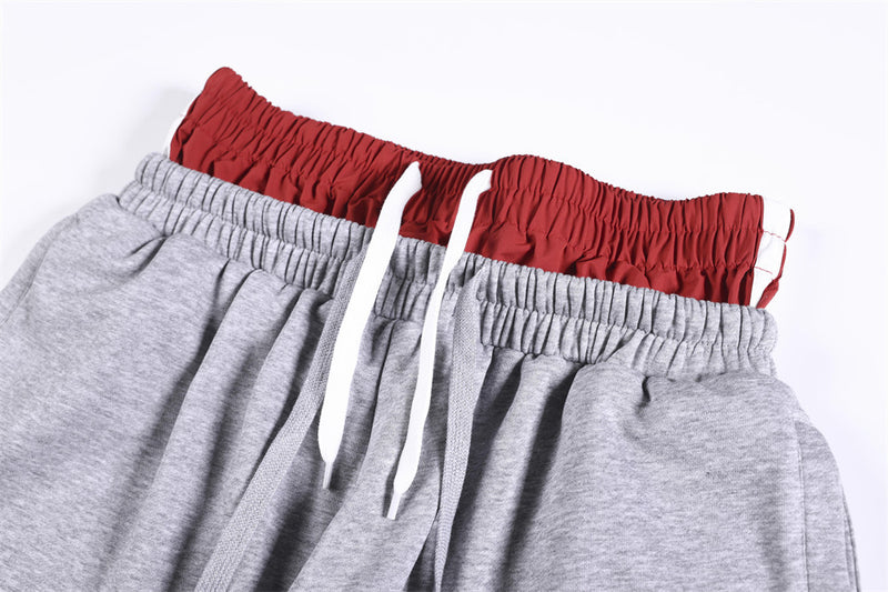 Men's Cross Graphic Colorblock Sweat Shorts – Faux Double-Waist Streetwear