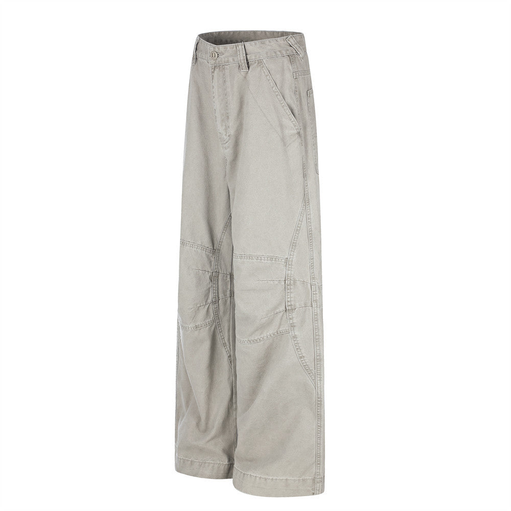 Wide-Leg Cargo Pants – Vintage Washed Deconstructed Panelled Trousers