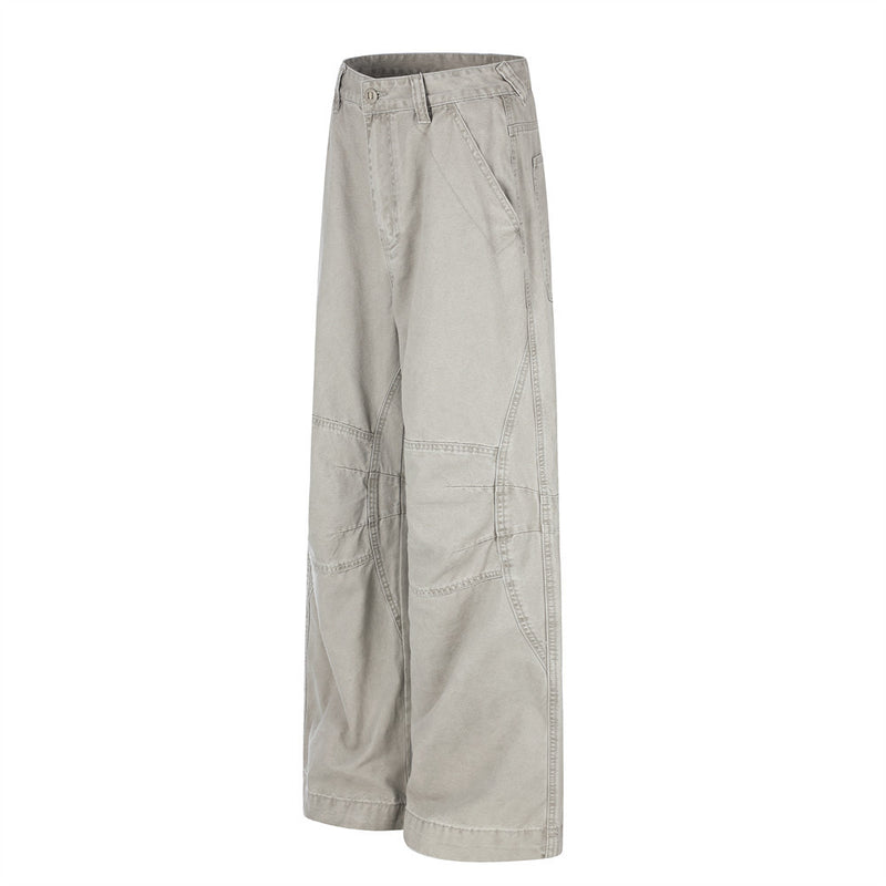 Wide-Leg Cargo Pants – Vintage Washed Deconstructed Panelled Trousers