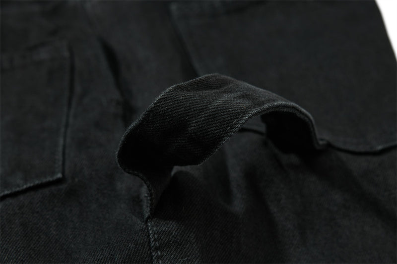 Wide-Leg-Carpenter-Jeans – Herrenjeans aus gewaschenem Denim mit asymmetrischer Knopfleiste und Utility-Details