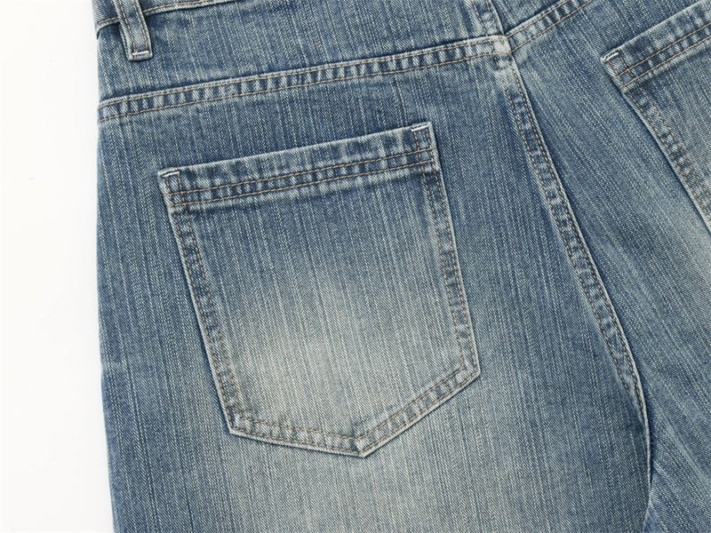 Light Blue Baggy Jeans Men – Vintage Wash Wide-Leg Denim with Punk Embroidery