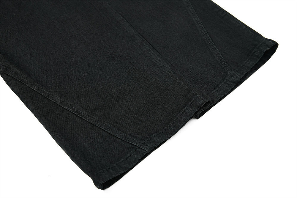 Wide-Leg-Carpenter-Jeans – Herrenjeans aus gewaschenem Denim mit asymmetrischer Knopfleiste und Utility-Details