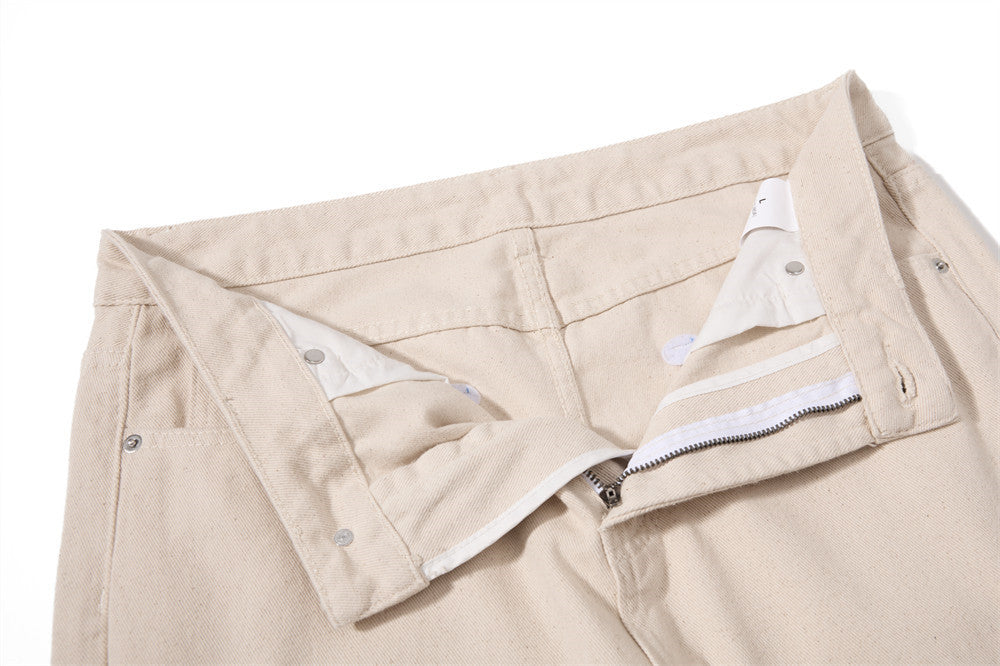 Jeans bootcut à jambes larges pour homme – Denim beige à coupe décontractée
