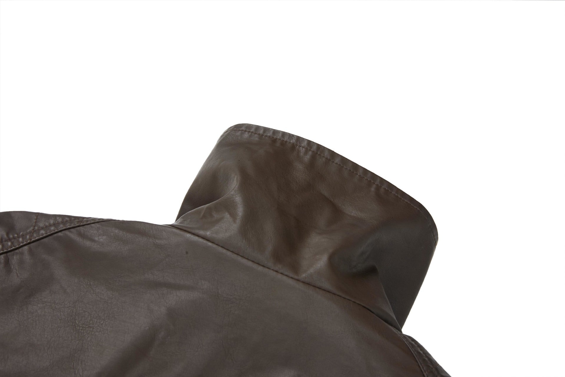 Veste moto en simili cuir – Col montant, poches zippées déconstruites, style biker rétro