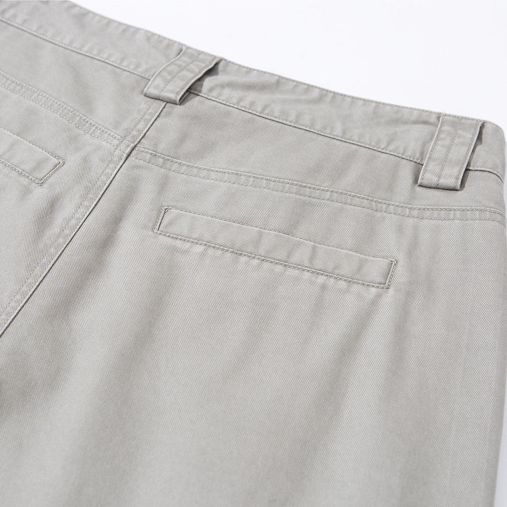 Men's Wide-Leg Workwear Trousers – Relaxed Straight-Cut Pants with Patch Pockets