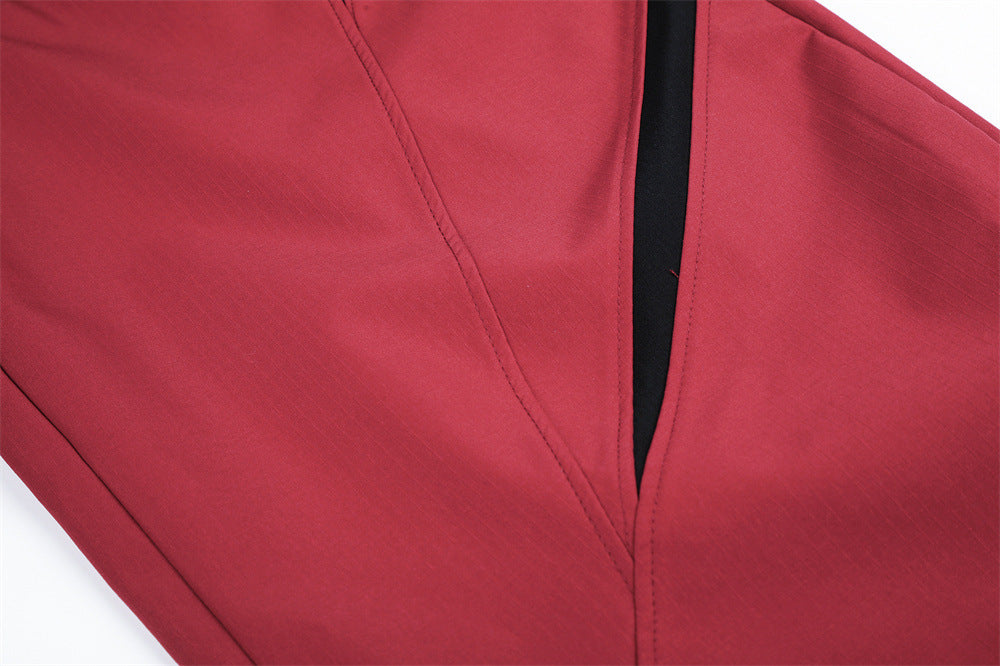 Men's Colorblock Track Jacket & Wide-Leg Pants Tracksuit Set with Mock Neck