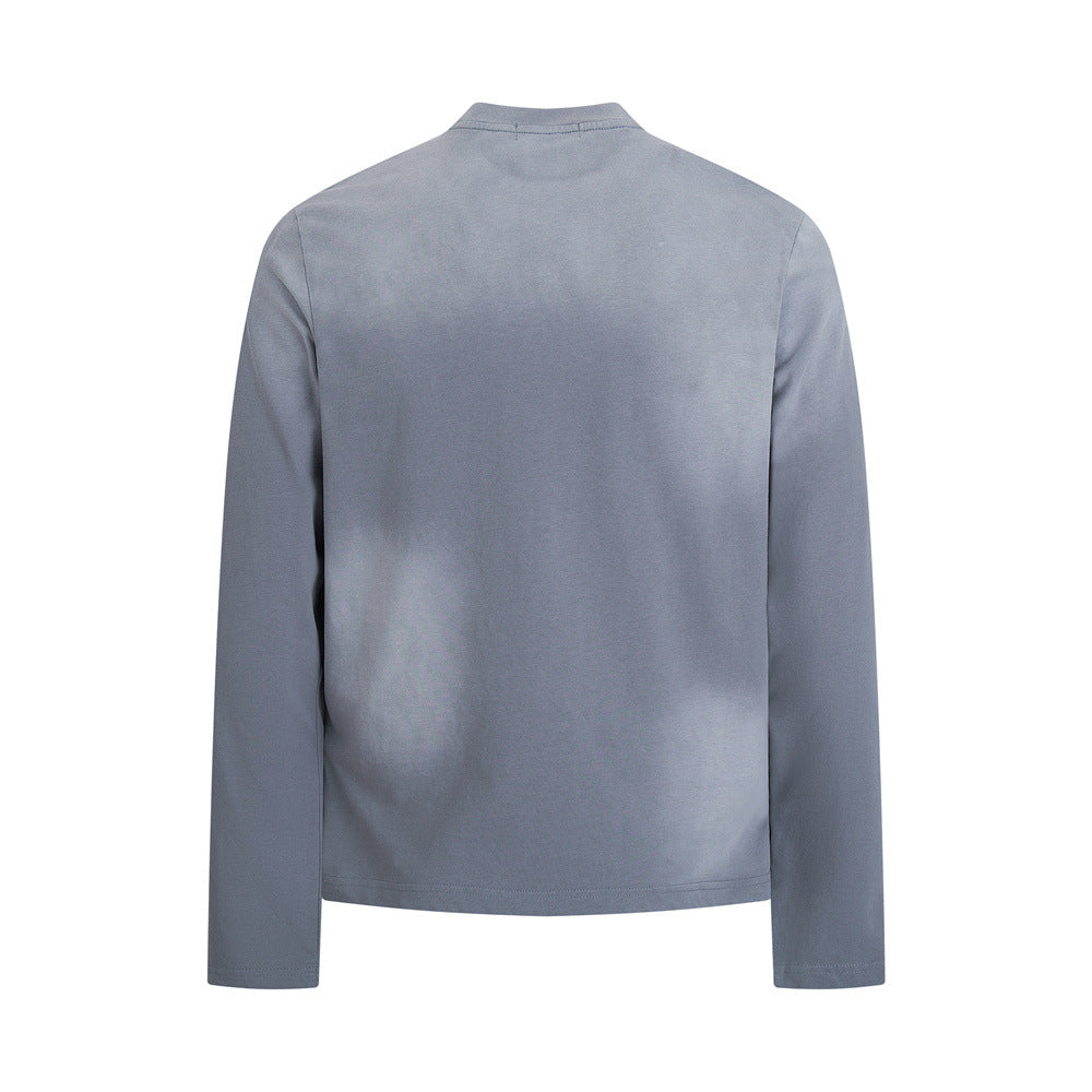 Galloping Horse Graphic Long-Sleeve T-Shirt — Vintage Washed Mock-Neck