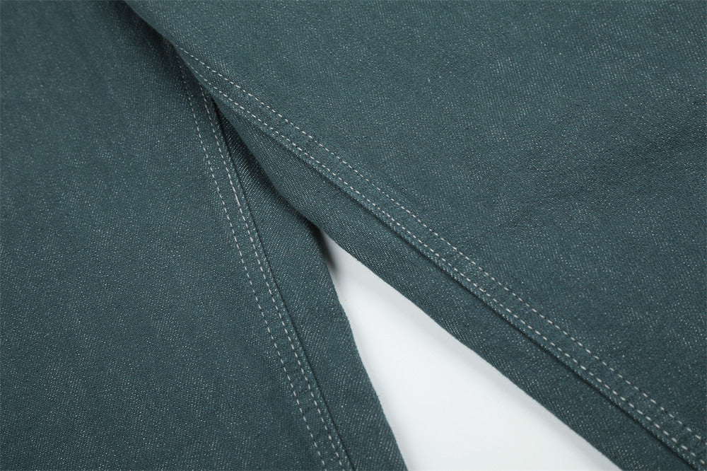 Baggy-Jeans mit weitem Bein für Herren – Kontrastnähte, gerade 5-Pocket-Denimhose