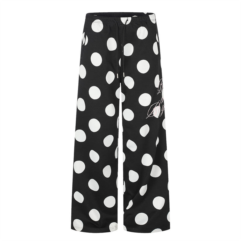Polka Dot Wide-Leg Sweatpants – Oversized Streetwear Jogger Pants