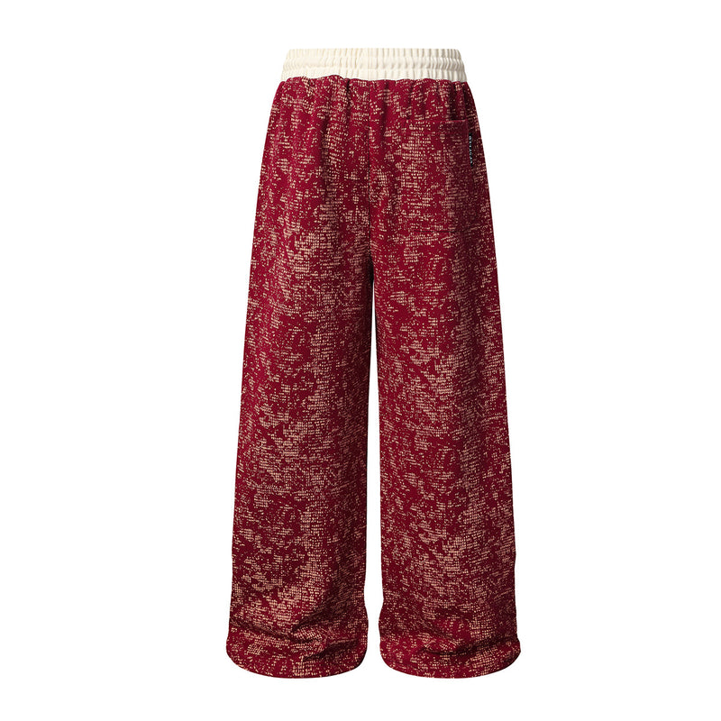 Pantalon de survêtement à jambes larges en maille jacquard délavée streetwear