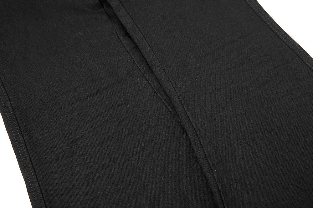 Men's Black Double Waistband Bell Bottom Flare Jeans with Diagonal Zipper