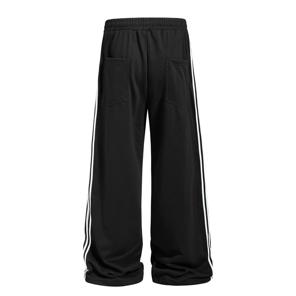Wide-Leg Track Pants with Skeleton Rider Print and Side Stripe Detail