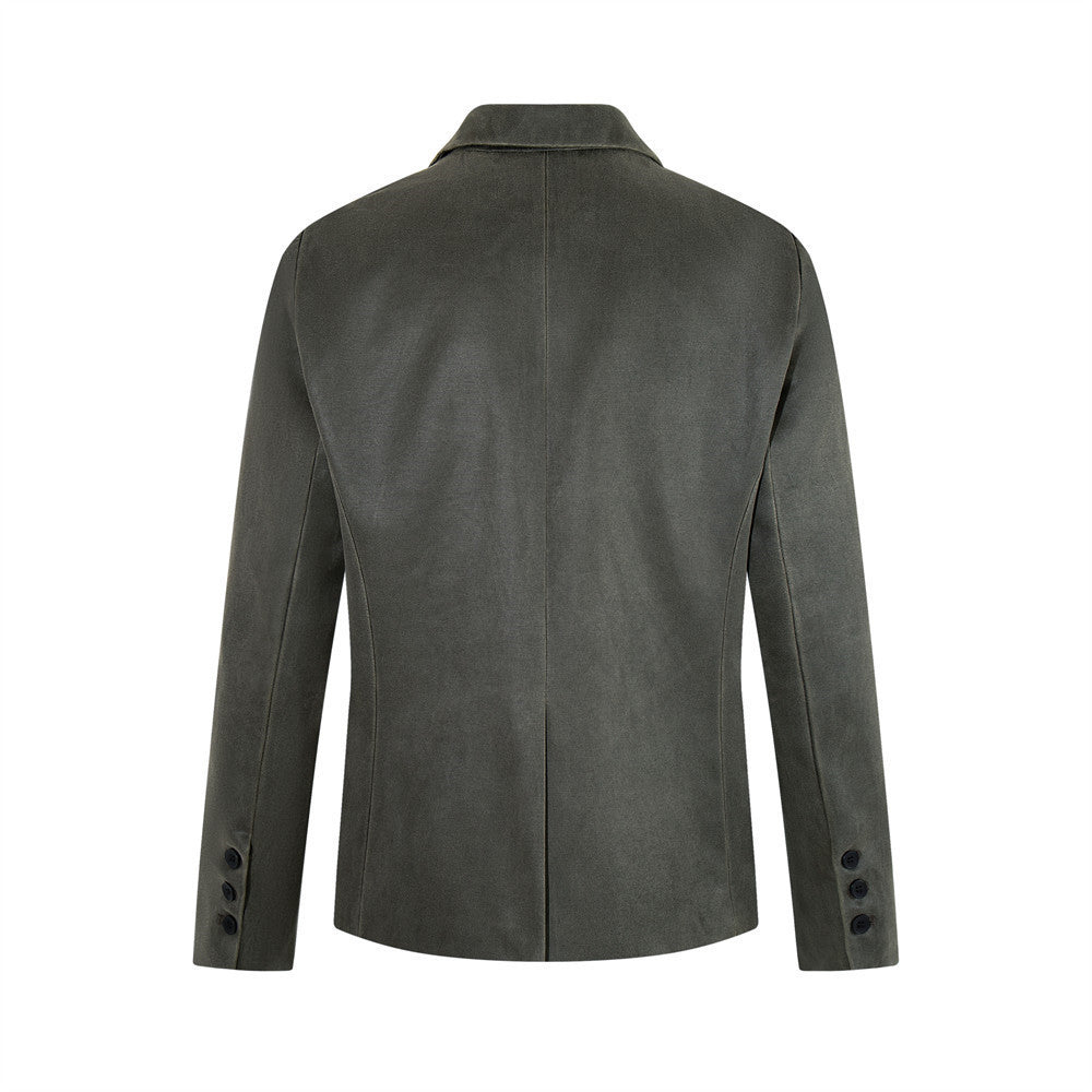 Veste blazer homme casual chic – Fermeture à boucle métallique gris-vert