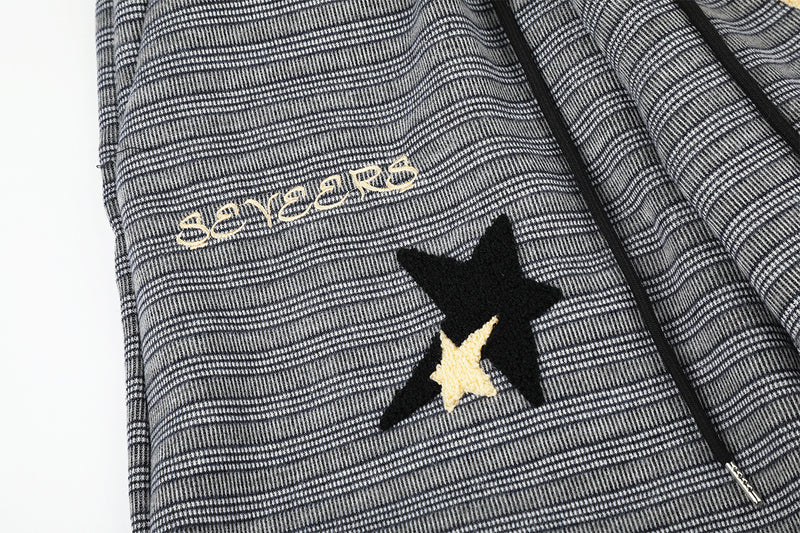Wide-Leg Striped Sweatpants with Star Embroidery – Relaxed Fit Knit Pants