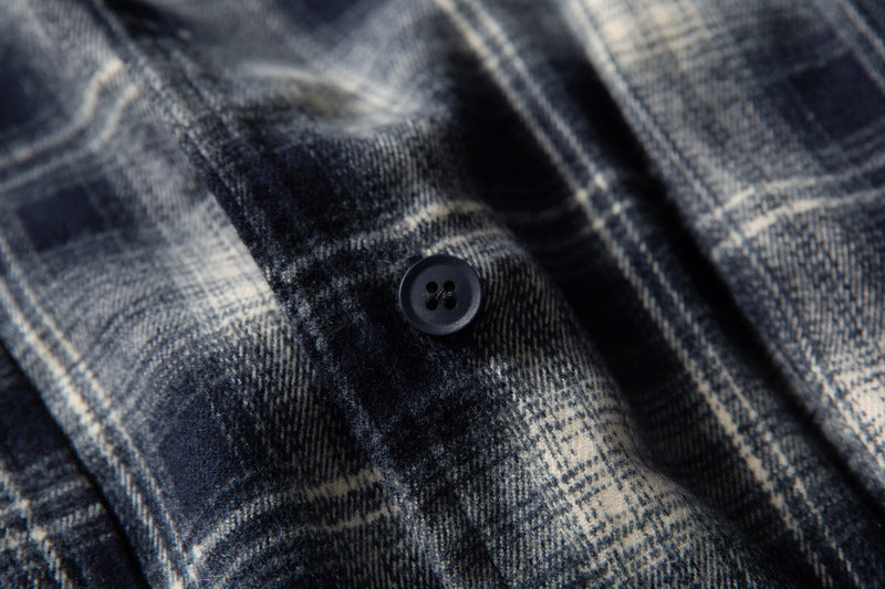 Layered Plaid Collar Bomber Jacket – Relaxed Fit Men's Workwear Zip-Up