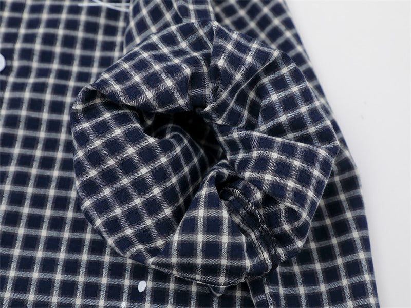 Plaid Check Short Sleeve Shirt – Oversized Streetwear with Script Print