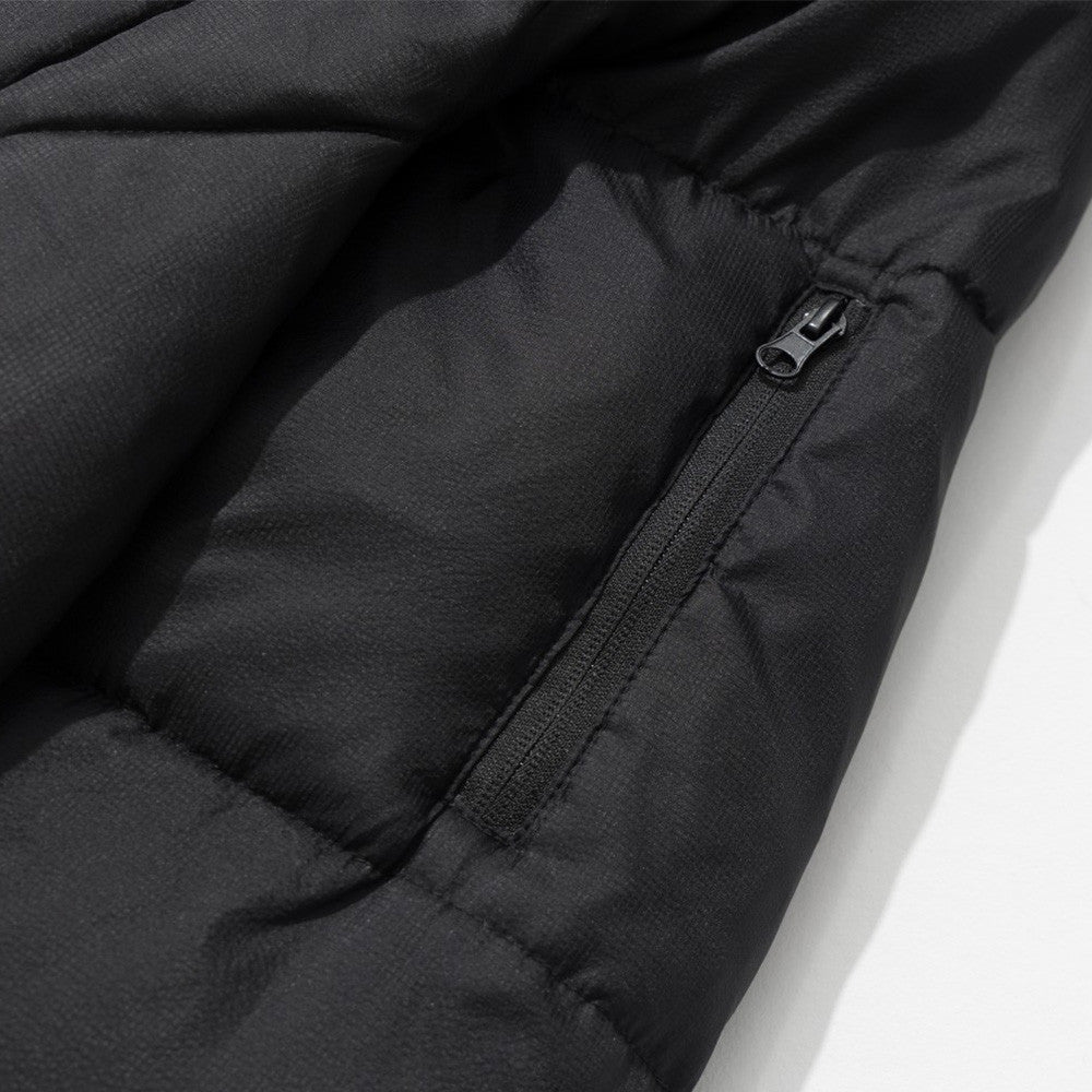 Puffer Jacket with Hoodie – Diagonal Zip Men's Winter Down Coat