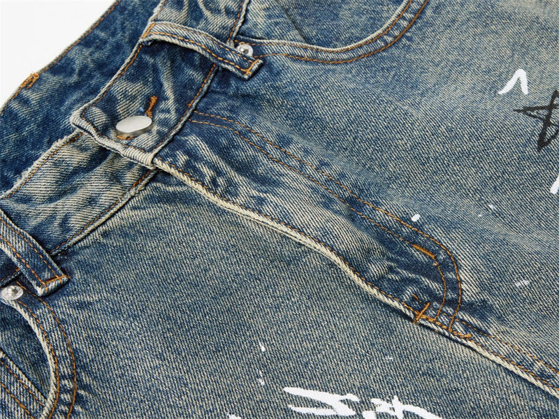 Graffiti Print Wide-Leg Jeans – Punk Streetwear Straight Baggy Denim