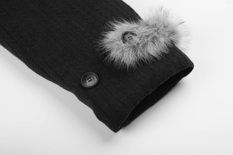 Men's Faux Fur Collar Bomber Jacket – Black Padded Winter Coat