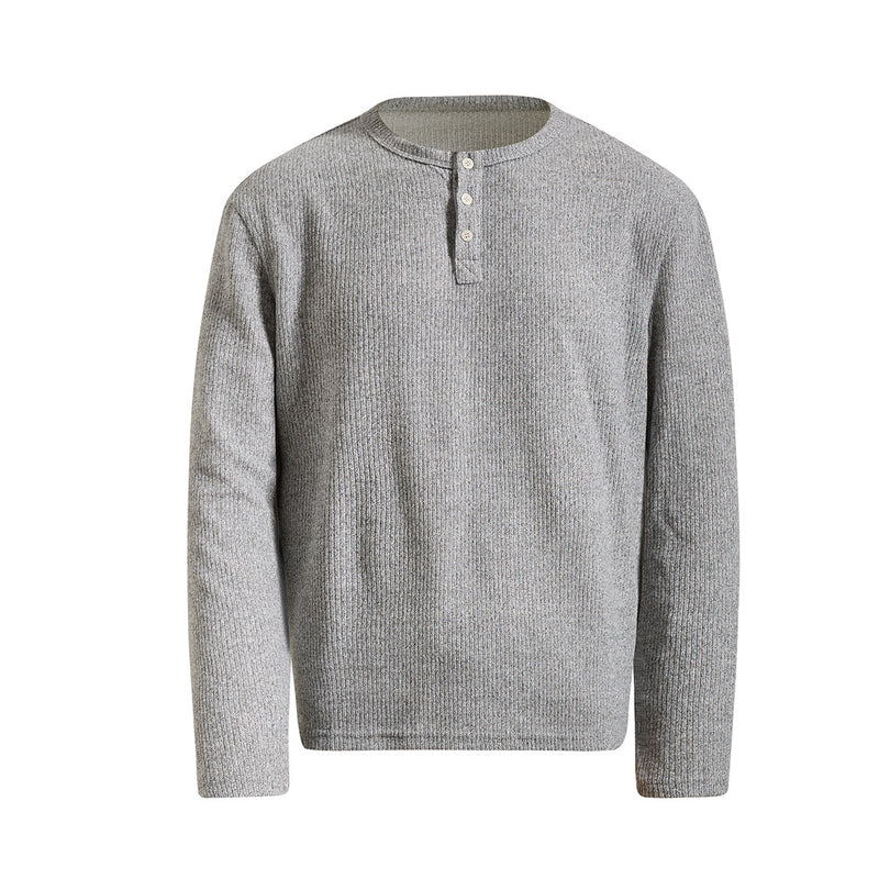 Men's Ribbed Henley Long-Sleeve Shirt – Vintage American Style