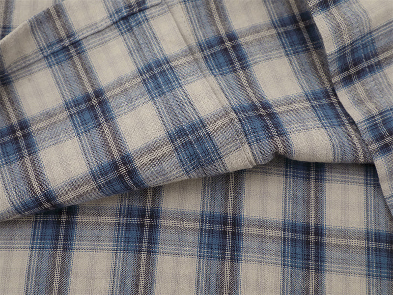 Oversized Plaid Short-Sleeve Shirt with Letter Print