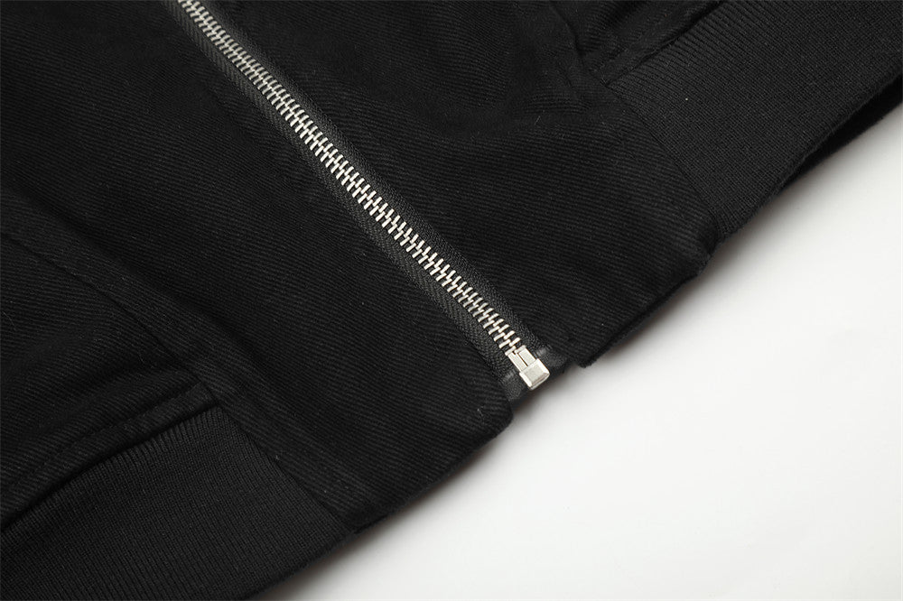 Men's Military-Inspired Short Jacket with Stand Collar, Buckle Straps & Button