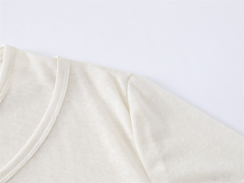 Cropped Graphic Tee Men – Long Sleeve Photo & Letter Print Henley Neck