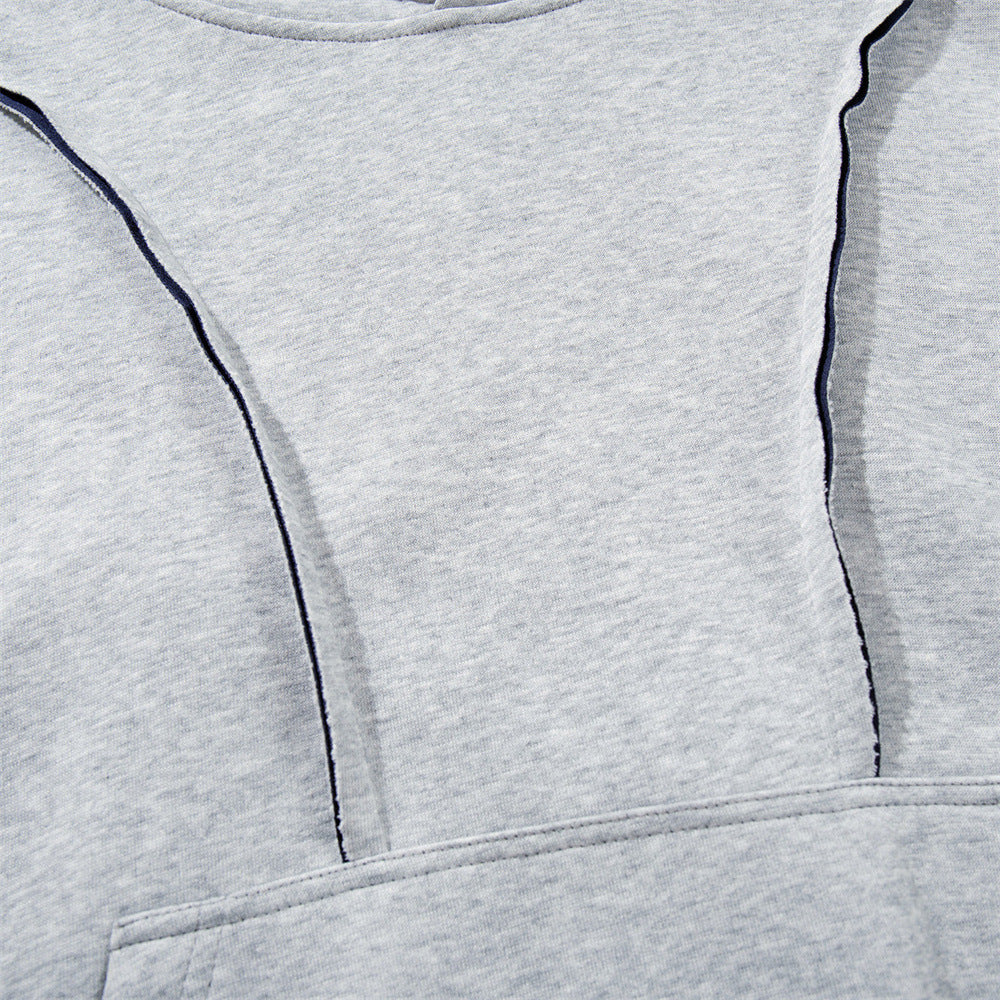 Oversized Pullover Hoodie – Contrast Hood Lining & Exposed Seam Detail