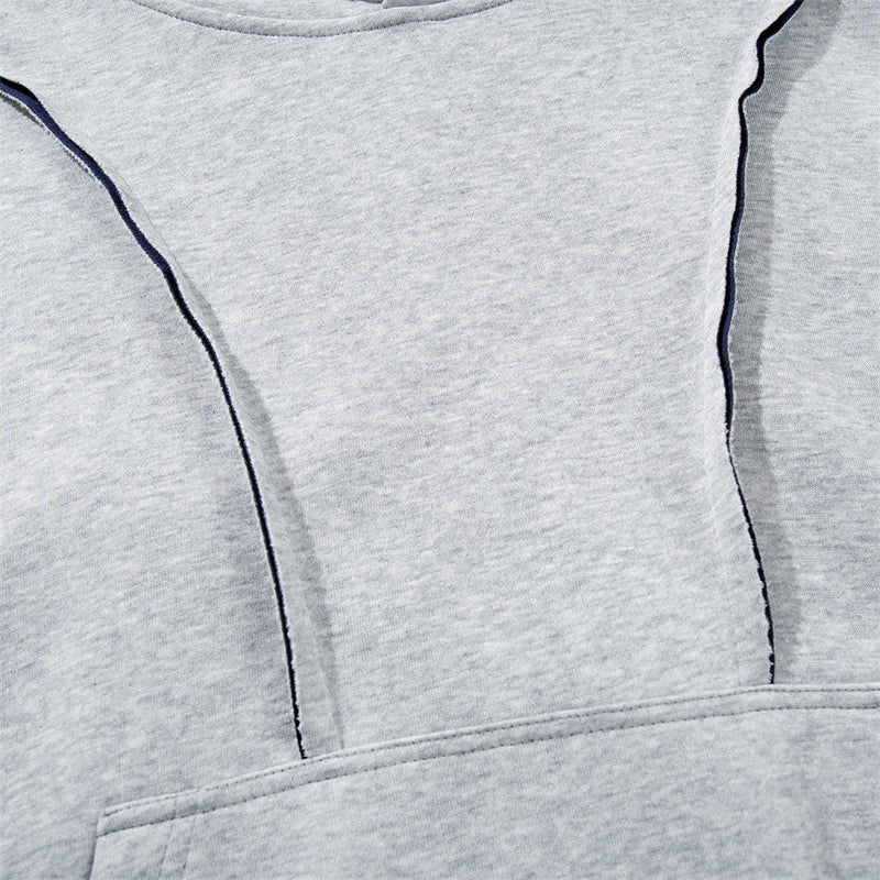 Oversized Pullover Hoodie – Contrast Hood Lining & Exposed Seam Detail