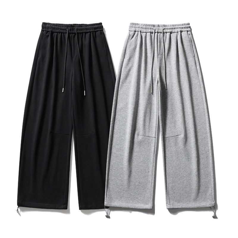 Men's Wide-Leg Sweatpants with Elastic Waist & Drawstring – Straight-Fit Casual