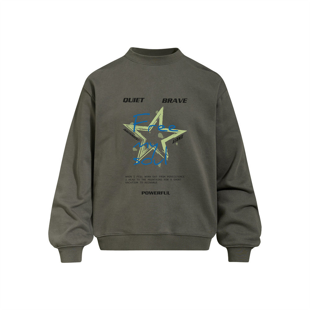 Star Print Oversized Crewneck Sweatshirt – Graphic Street Style