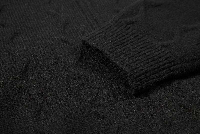Men's Cable Knit Full-Zip Turtleneck Sweater Jacket