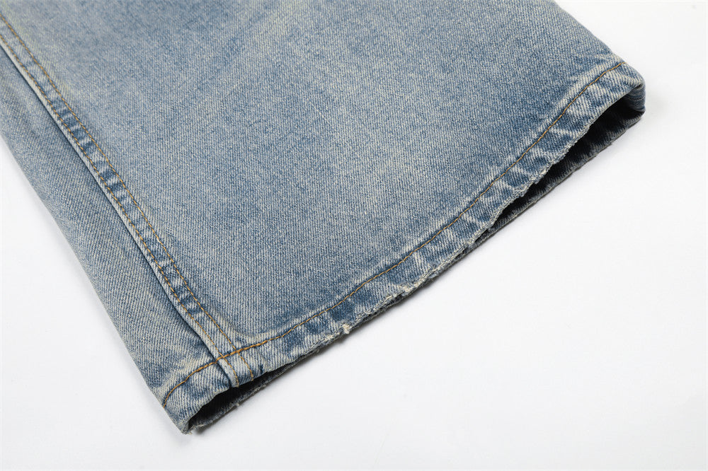 Wide-Leg Straight Jeans – American Vintage Washed Denim